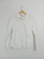 Vorschaubild 2 von Damen Hemdbluse Langarm Uni Weiß Gr. 50 Business Baumwolle