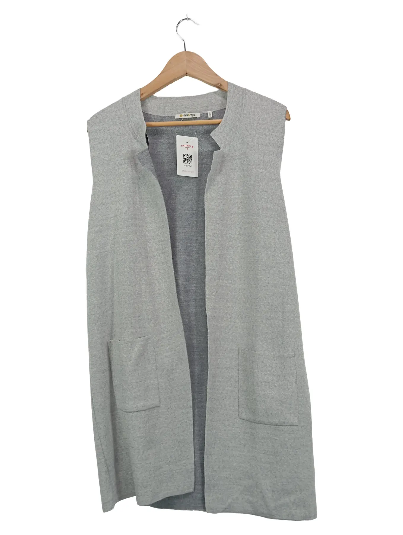 RICH&ROYAL Damen Strickjacke Grau Gr. 38/M Casual