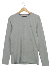 Vorschaubild 1 von Langarmshirt Herren Gr. S Grau Meliert Slim Fit Baumwolle