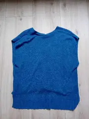 Vorschaubild 2 von Damen Pullunder Strickweste Blau Gr. S Ärmellos V-Ausschnitt