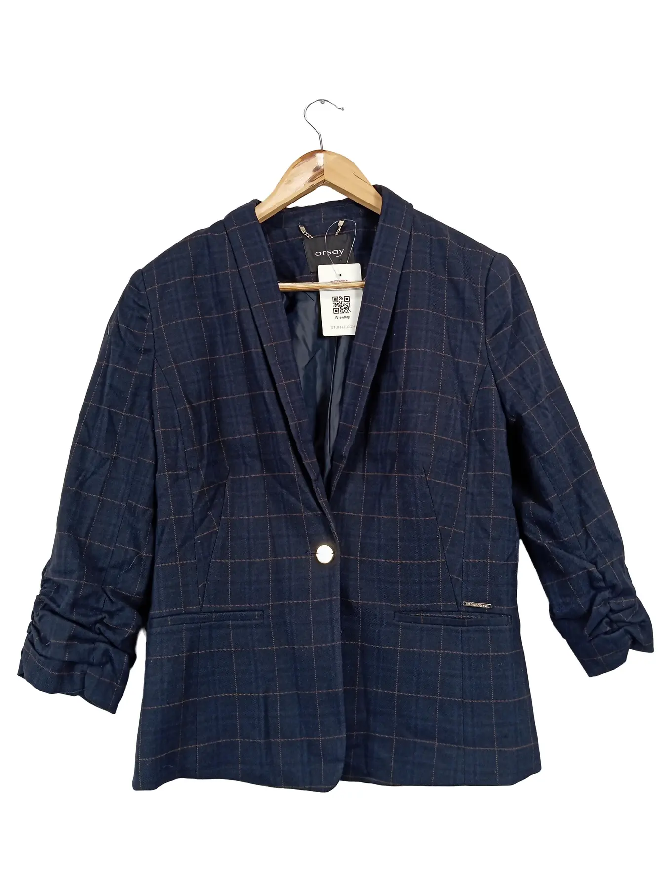 ORSAY karierter Blazer 3/4 Arm Damen Gr. 42 XL Mehrfarbig Business