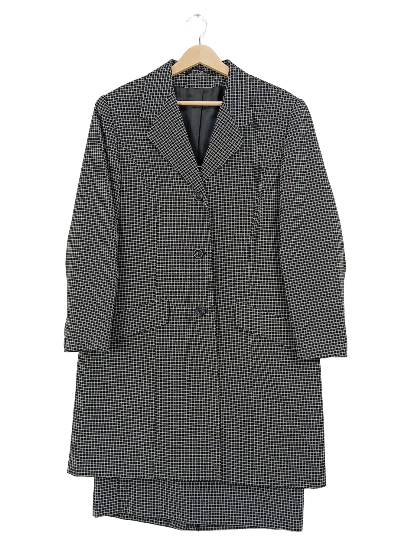 CRÉATION ATELIER GP Création Atelier GP Damen Kostüm Rock Blazer kariert Schwarz Gr. 40 L