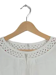 Vorschaubild 2 von Damen Bluse Kurzarm Viskose Lochmuster Weiß Gr. 34/XS