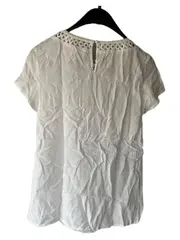 Vorschaubild 4 von Damen Bluse Kurzarm Viskose Lochmuster Weiß Gr. 34/XS