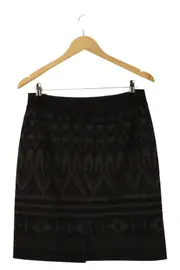 Vorschaubild 2 von A-Linienrock Damen Gr. 34/XS Schwarz Grafisch Midirock