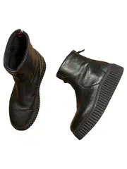 Vorschaubild 2 von Damen Stiefelette Schwarz Leder Plateau Gr. 39 Ankle Boots