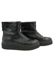 Vorschaubild 1 von Damen Stiefelette Schwarz Leder Plateau Gr. 39 Ankle Boots