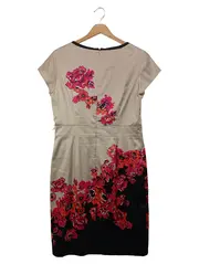 Vorschaubild 2 von Damen Etuikleid Gr. 38/M Beige Floral Business Elegant Midikleid