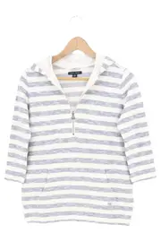 Vorschaubild 1 von Sweatjacke Damen Gr. 34/XS Weiß Grau Gestreift Kapuze