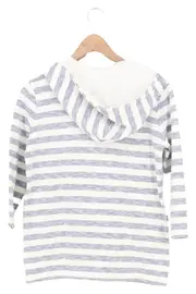 Vorschaubild 2 von Sweatjacke Damen Gr. 34/XS Weiß Grau Gestreift Kapuze