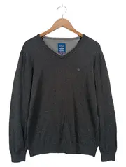 Vorschaubild 1 von Herren Pullover Grau XL Casual Baumwolle V-Ausschnitt