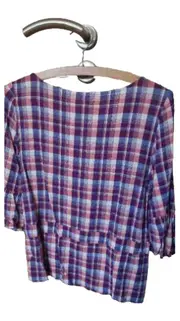 Vorschaubild 2 von Damen Bluse Kariert Gr. XS Rüschen Schleife Mehrfarbig