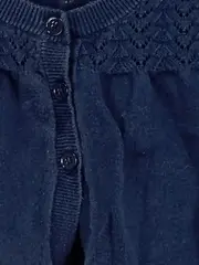 Vorschaubild 3 von Kinder Strickjacke Gr. 105/110 Blau Basic Lochmuster Baumwolle