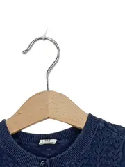 Vorschaubild 2 von Kinder Strickjacke Gr. 105/110 Blau Basic Lochmuster Baumwolle