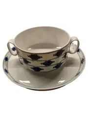 Vorschaubild 1 von Suppentasse mit Untertasse Weiß Blau Klassisch Keramik 300ml