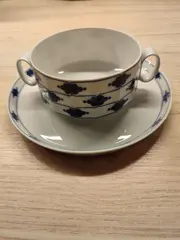 Vorschaubild 3 von Suppentasse mit Untertasse Weiß Blau Klassisch Keramik 300ml