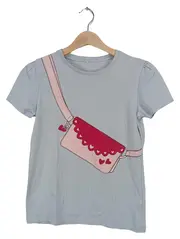 Vorschaubild 1 von T-Shirt Mädchen Gr. 146 Grafik Print Blau Kurzarm Baumwolle