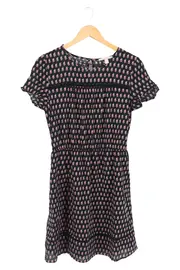 Vorschaubild 1 von Damen Freizeitkleid Gr. 38/M Schwarz Casual Vintage Blumenmuster Kurzarm