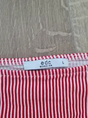 Vorschaubild 2 von EDC Bluse Damen Rot Gestreift 3/4 Arm Baumwolle Gr. 40/L