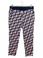 Vorschaubild 1 von Damen Stoffhose L 40 Blau Grafisch Muster Casual Modern