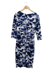 Vorschaubild 2 von Damen Freizeitkleid Gr. 40/L Mehrfarbig Abstrakt Wickel-Optik