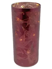 Vorschaubild 1 von LED Windlicht Glas Rot Modern Florales Muster 20cm Deko