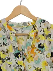 Vorschaubild 2 von Damen Bluse Gr. 42/XL Blumenmuster Baumwolle Mehrfarbig