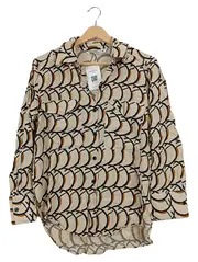 Vorschaubild 1 von Damen Bluse Beige Muster Gr. 38 Modern Viskose Langarm