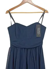 Vorschaubild 2 von Abendkleid Damen Gr. 38 Blau Elegant Midikleid Ärmellos