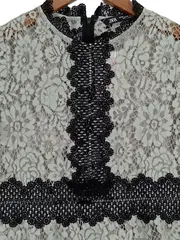 Vorschaubild 2 von Damen Spitzenbluse Gr. 34/XS Grün Elegant Kurzarm