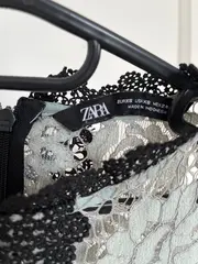 Vorschaubild 5 von Damen Spitzenbluse Gr. 34/XS Grün Elegant Kurzarm