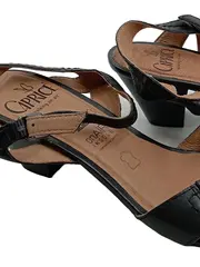 Vorschaubild 2 von Damen Leder Sandalen Gr. 39 Schwarz Schnalle Raffungen Alltag