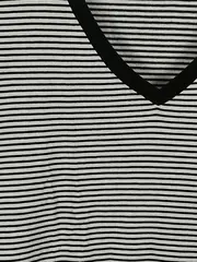 Vorschaubild 4 von Damen T-Shirt gestreift V-Ausschnitt Baumwolle Gr. 36/S Weiß