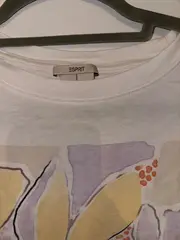 Vorschaubild 4 von Damen T-Shirt Gr. 40 L Weiß mit Blumenmuster Print Kurzarm