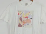 Vorschaubild 2 von Damen T-Shirt Gr. 40 L Weiß mit Blumenmuster Print Kurzarm