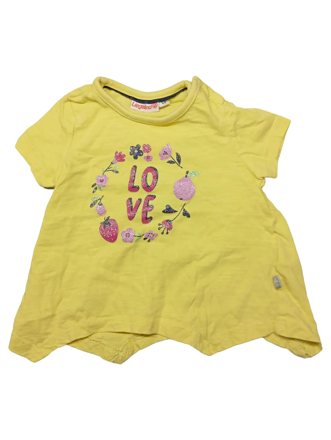 LIEGELIND Baby Mädchen T-Shirt LOVE Glitzer Gelb Gr. 68