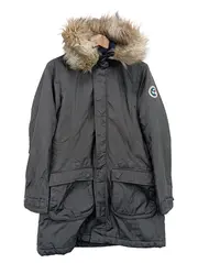 Vorschaubild 1 von Damen Steppmantel Gr. 38/M Grau Winterjacke Kapuze Fellbesatz
