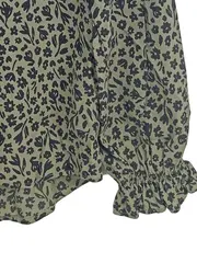 Vorschaubild 4 von EDC Damen Bluse Gr. 34/XS Grün Blumenmuster Langarm Feminin