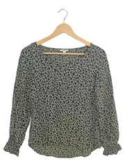 Vorschaubild 1 von EDC Damen Bluse Gr. 34/XS Grün Blumenmuster Langarm Feminin