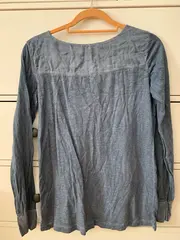 Vorschaubild 2 von Langarmshirt Damen Blau Schriftzug Baumwolle Gr. S