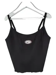 Vorschaubild 1 von Damen Crop Top Trägertop Rippstrick Schwarz Logo Gr. XS