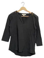 Vorschaubild 1 von Damen Langarmshirt Schwarz Gr. M Gold Reißverschluss