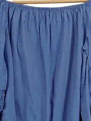 Vorschaubild 3 von Damen Off-Shoulder Bluse Rüschenärmel gestreift blau Gr. XF