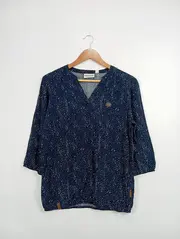 Vorschaubild 2 von Damen Pullover 36/S Dunkelblau Punkte V-Ausschnitt Casual