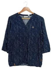 Vorschaubild 1 von Damen Pullover 36/S Dunkelblau Punkte V-Ausschnitt Casual