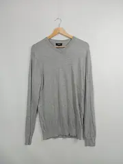 Vorschaubild 3 von Herren Pullover V-Ausschnitt Langarm Grau Gr. 46/S Casual