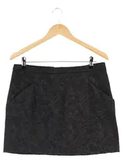 Vorschaubild 1 von Damen Minirock Gr. 40 Schwarz Elegant Wollmix Strukturmuster