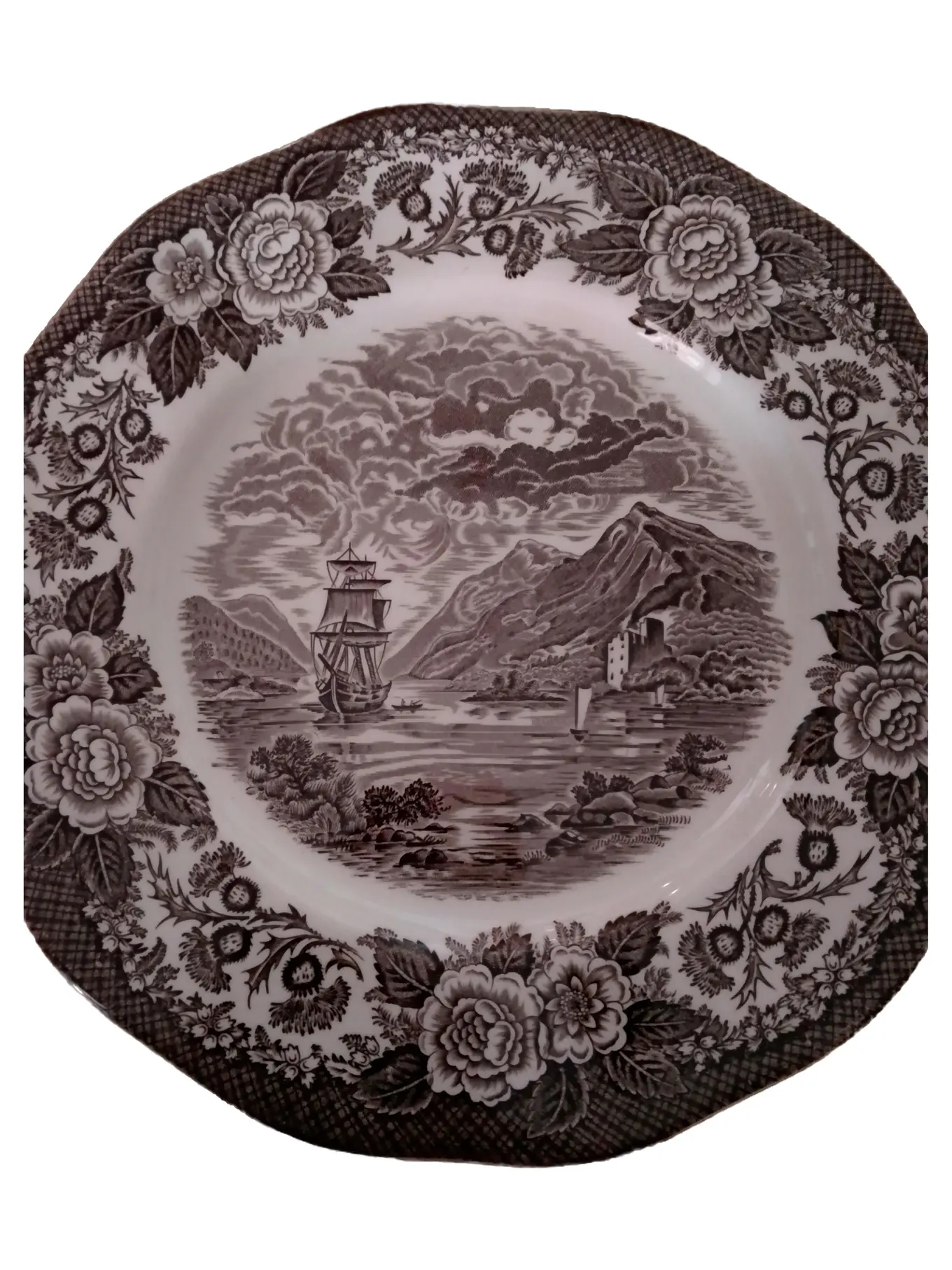 ENOCH WEDGWOOD Wandteller Lochs of Scotland Vintage Landschaft Braun 25cm