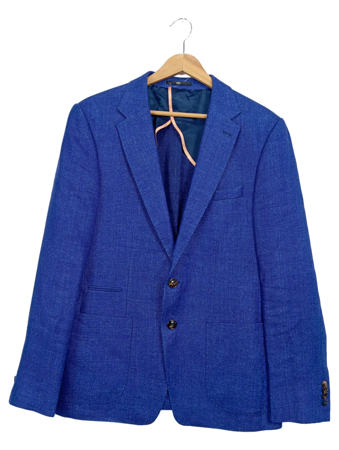 GABBIACCI Herren Blazer Jacke Gr. 50/L Klassisch Blau Leinen-Wolle