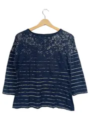 Vorschaubild 1 von Damen Shirt 3/4-Arm Blau Gestreift Muster Gr. S